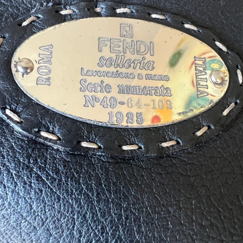 FENDI Black Leather Briefcase with Stitch Detail - Picture 7 of 13
